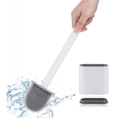 Household Designer Colorful Free Toilet Scrubber Square Brush With Holder Set For Bathroom Cleaning